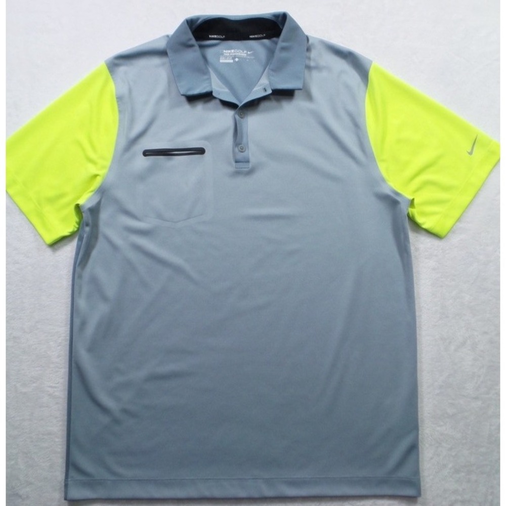 Nike Golf Polo Mens Size Large Gray Dri-Fit Tour Performance Athletic Shirt